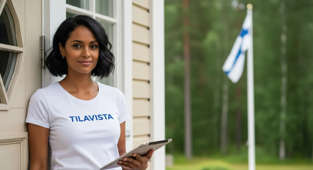 Tilavista-asiantuntija ja Suomen lippu – kotimainen palvelu.